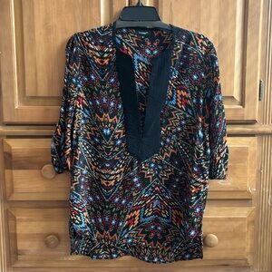 Tolani Long sleeve Tribal Print Blouse